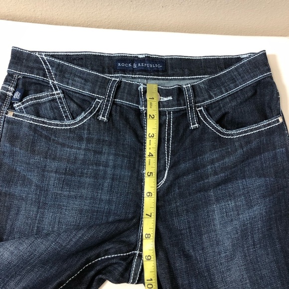 Rock & Republic Kasandra Embroidered Midrise Dark Blue  Wash Bootcut Jeans 4M - Picture 12 of 16